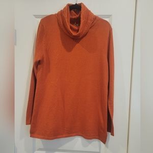 Women's Orange/Rust Cowl Neck Tunic Sweater